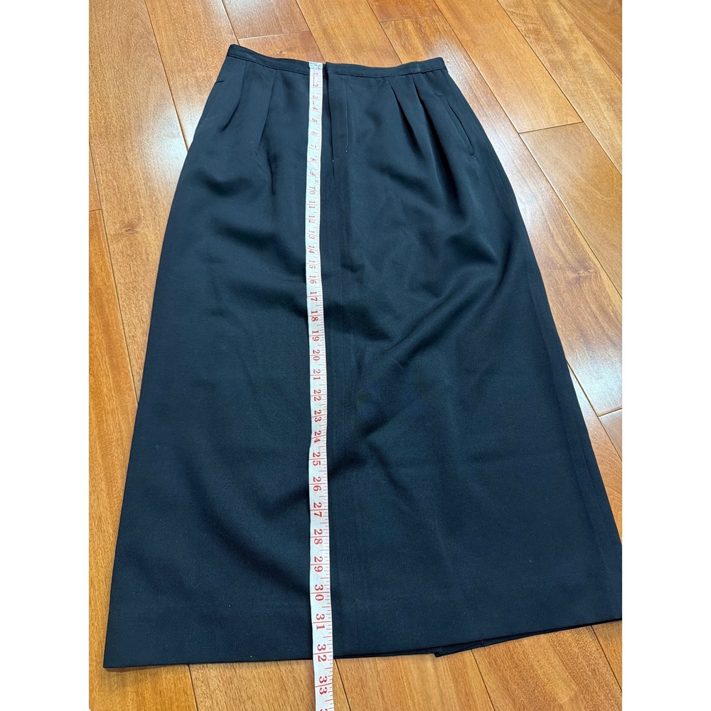 Saks Fifth Avenue Maxi Skirt Womens Black 100% Pure Wool Pleated Vintage 10 - Picture 6 of 7